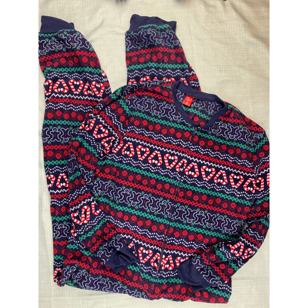 Mens Jammies for your Families Fleece One Piece Pajama XL Christmas Fair Isle
